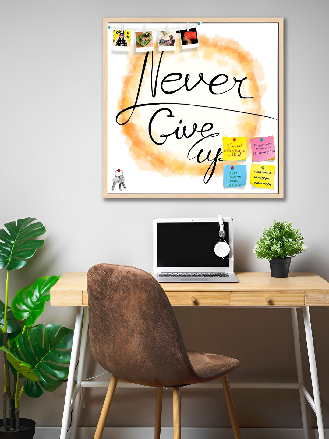 

ArtzFolio Camel Brown Never Give Up Printed Wooden Bulletin Board With Sticky Notes