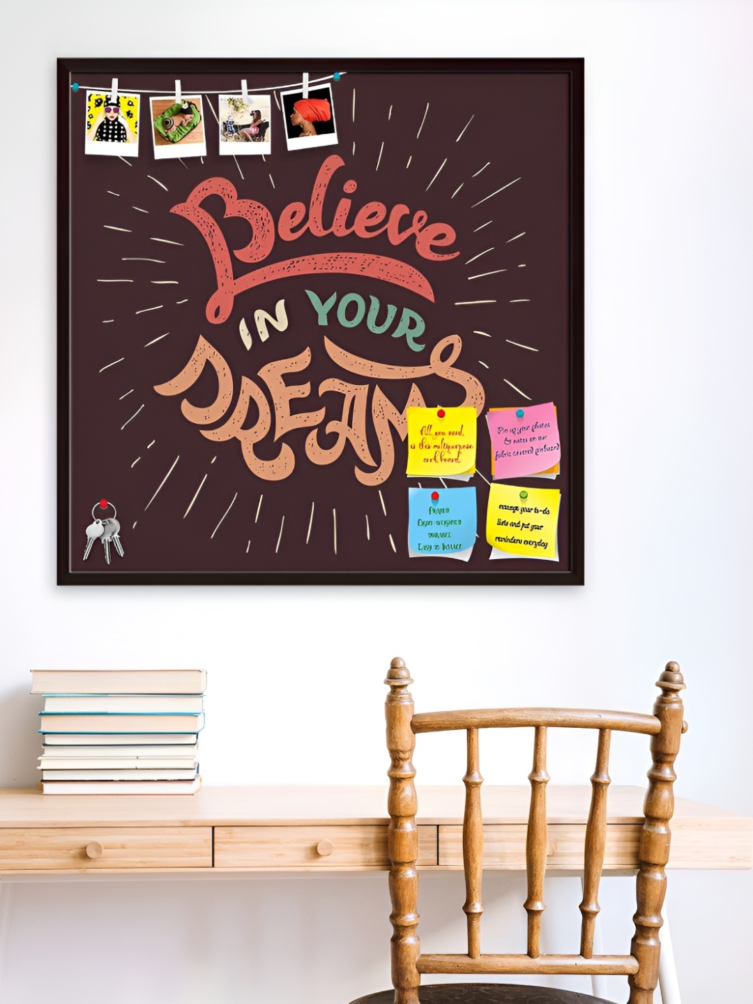 

ArtzFolio Brown & Red Printed Wooden Bulletin Board With Sticky Notes Wall Hangings Decor