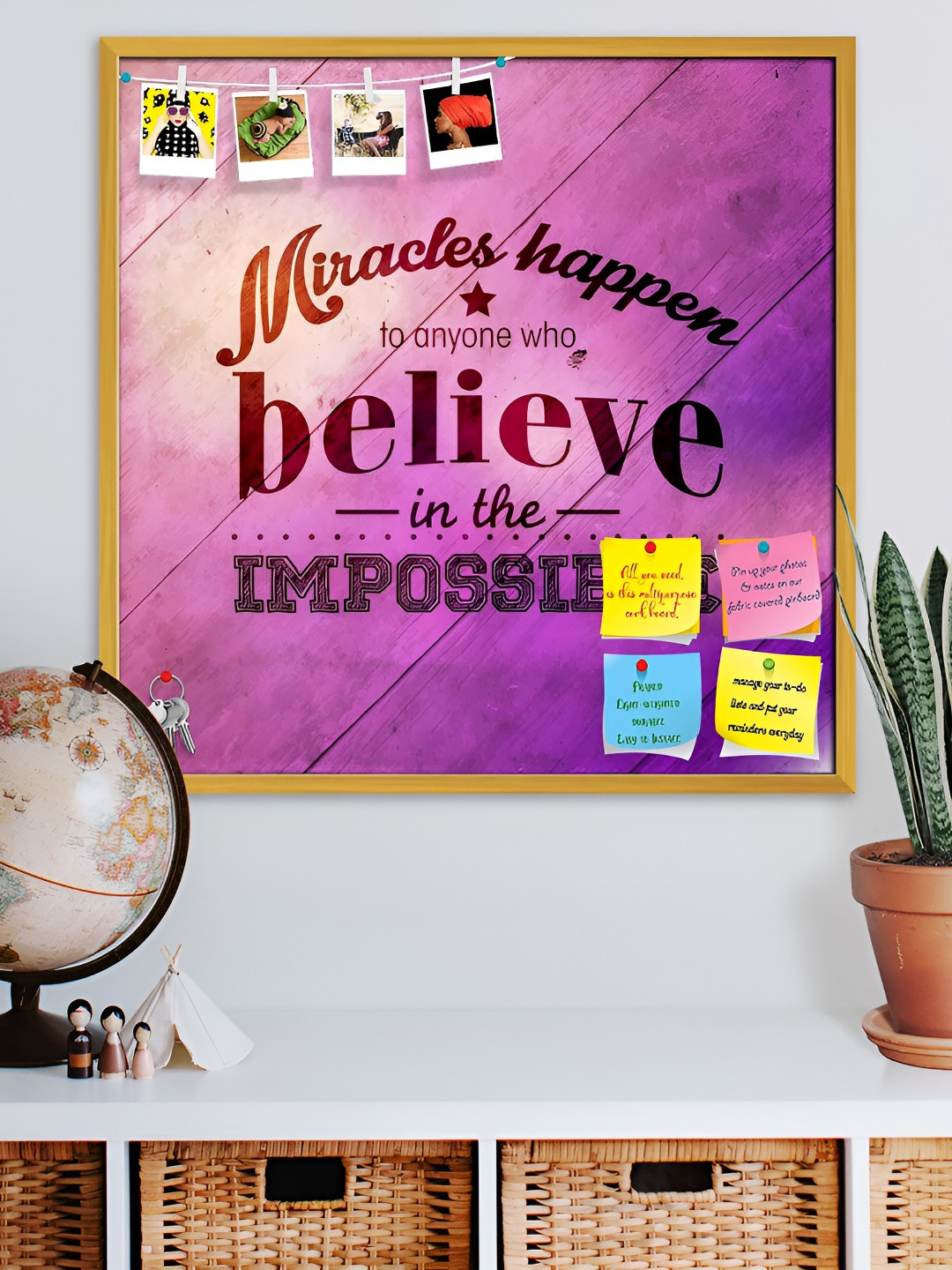 

ArtzFolio Purple Printed Wooden Bulletin Board With Sticky Notes Wall Hanging Decor