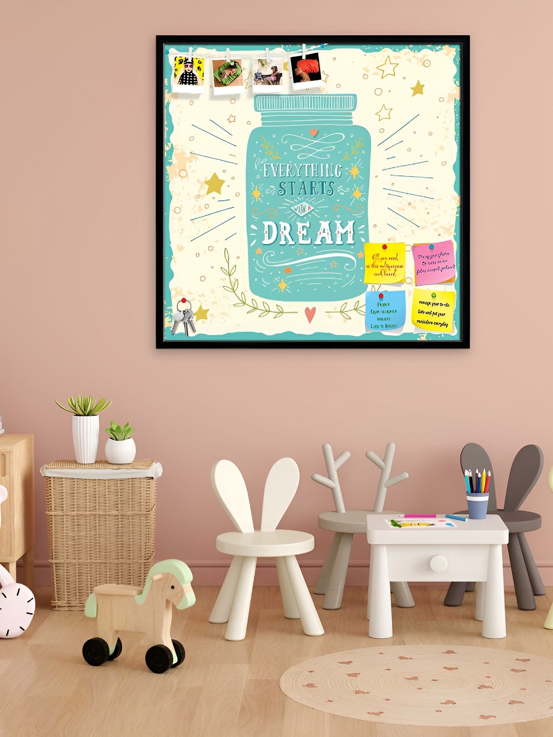 

ArtzFolio Black & beige Printed Wooden Bulletin Board Wall Decor