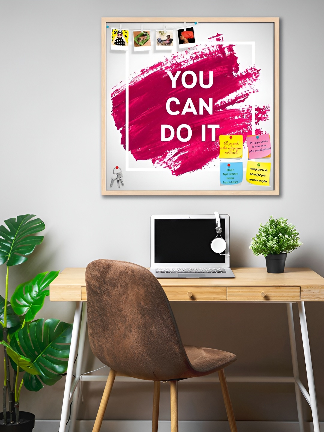 

ArtzFolio Black You Can Do It D1 Printed Wooden Bulletin Board With Sticky, Camel brown