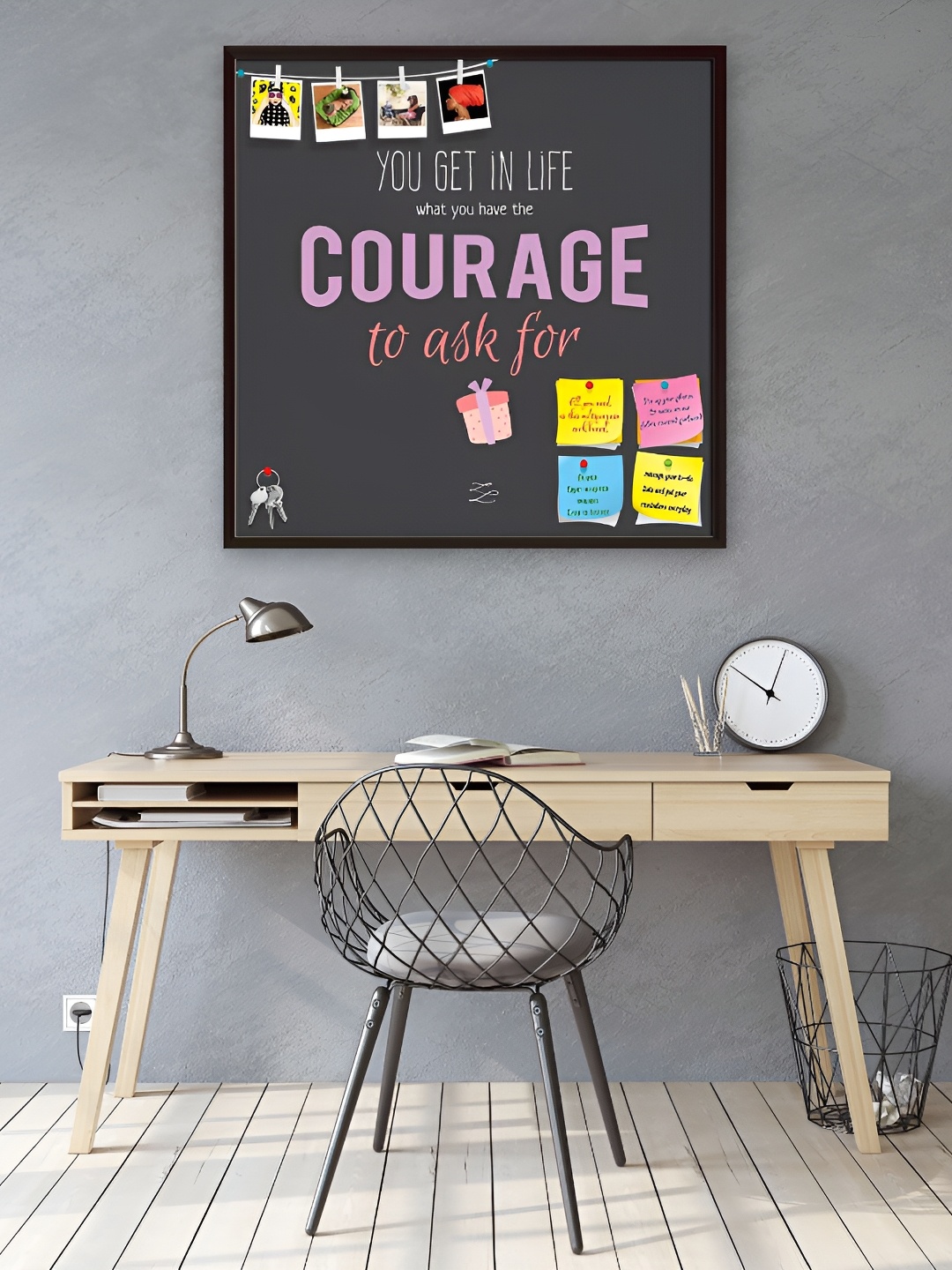 

ArtzFolio Brown Motivational Quotes Art D7 Printed Wooden Bulletin Board With Sticky Note