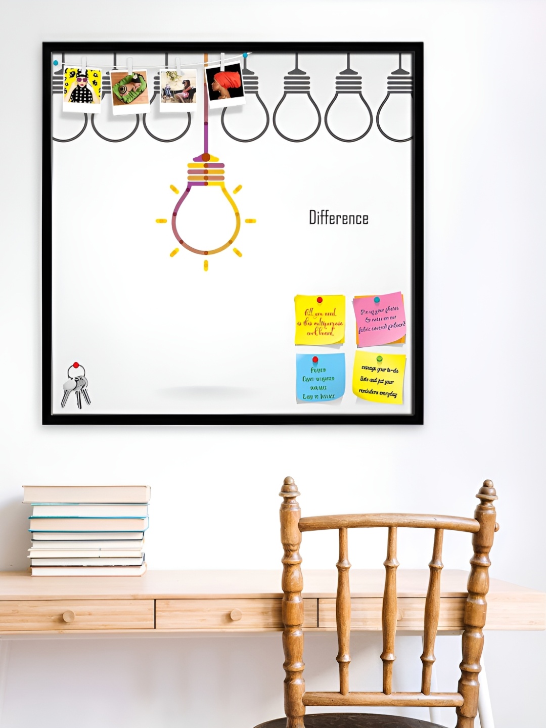 

ArtzFolio Black Creative Light Bulb Printed Wooden Bulletin Board With Sticky Notes