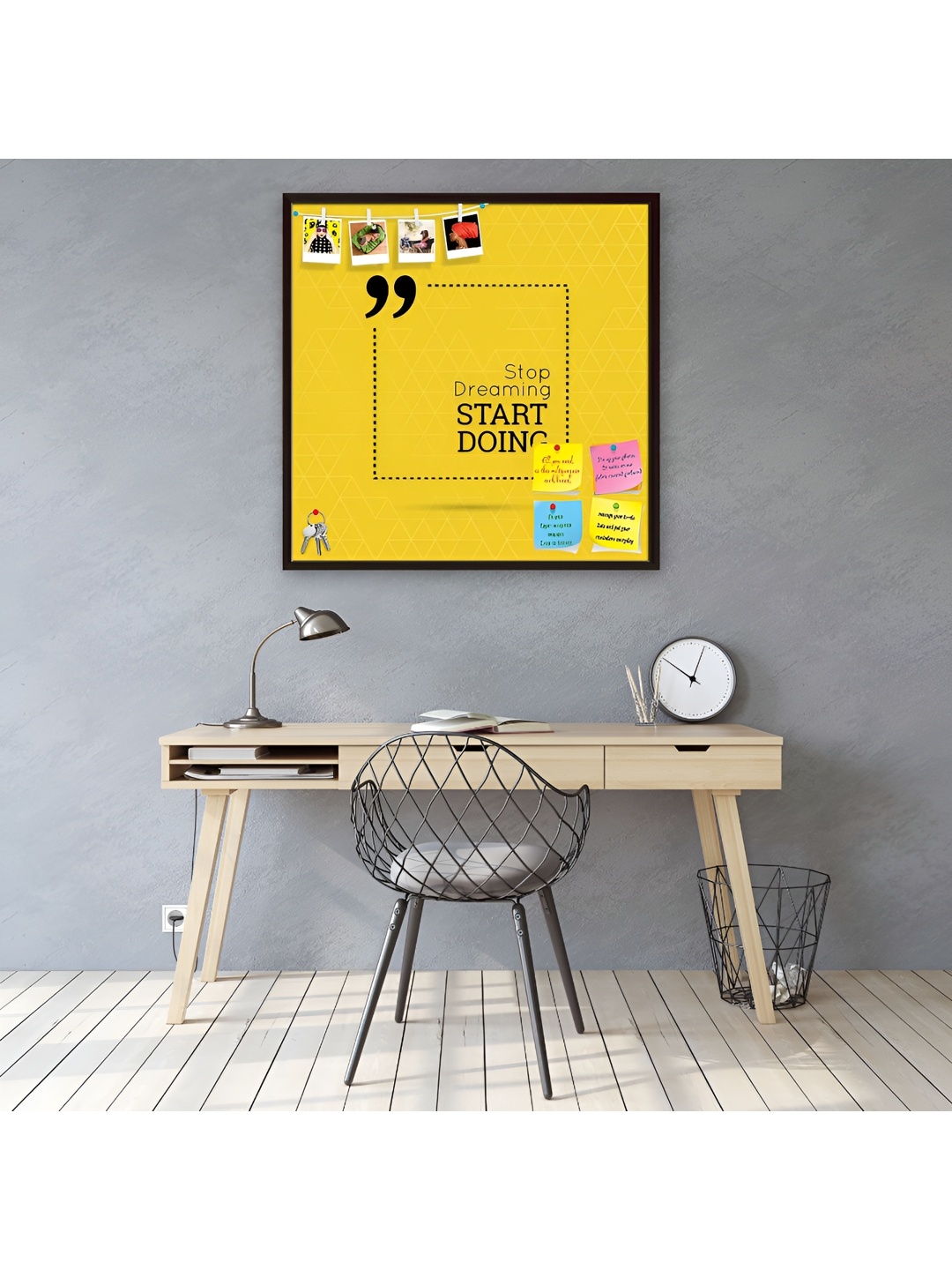 

ArtzFolio Brown & Yellow Printed Wooden Bulletin Board Wall Decor
