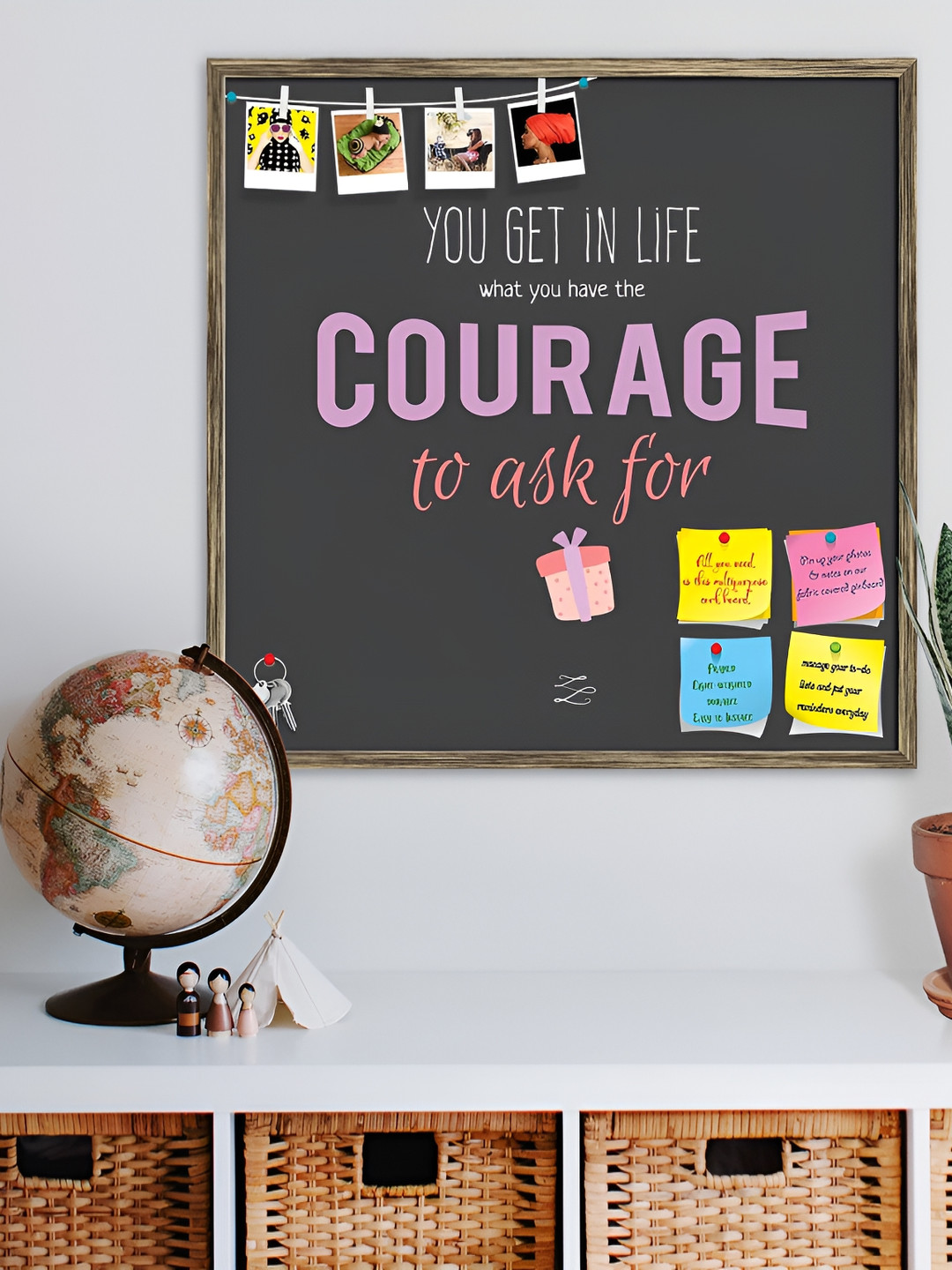 

ArtzFolio Copper-Colored Printed Wooden Bulletin Board With Sticky Notes