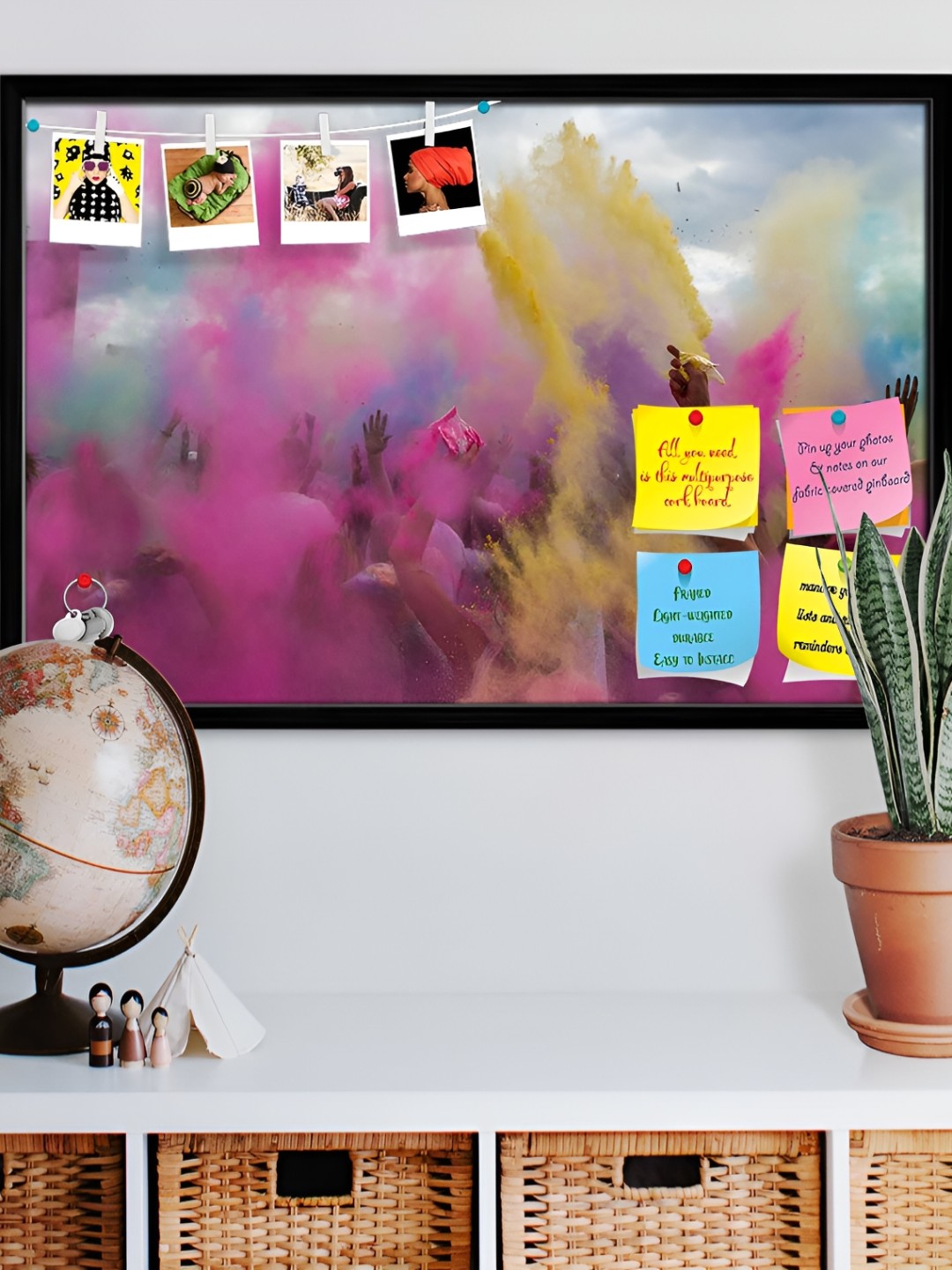 

ArtzFolio Black Holi Festive India Printed Wooden Bulletin Board With Sticky Notes