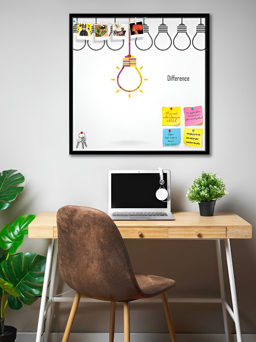 

ArtzFolio White & Black Printed Wooden Bulletin Board With Sticky Notes Wall Hanging Decor