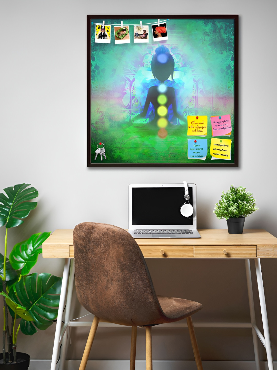 

ArtzFolio Brown Yoga Lotus Pose D9 Printed Wooden Bulletin Board With Sticky Notes