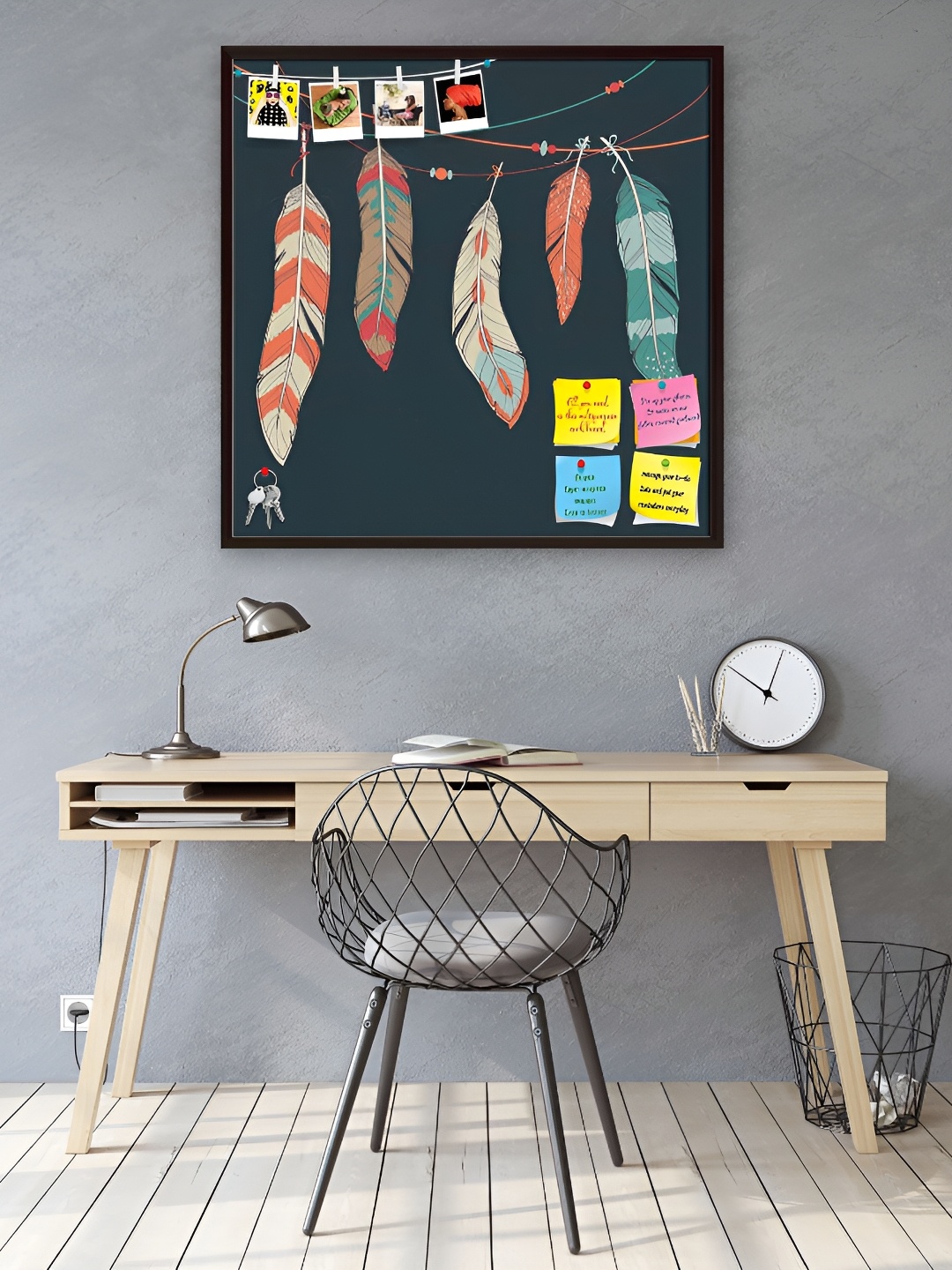 

ArtzFolio Brown Printed Wooden Bulletin Board With Sticky Notes