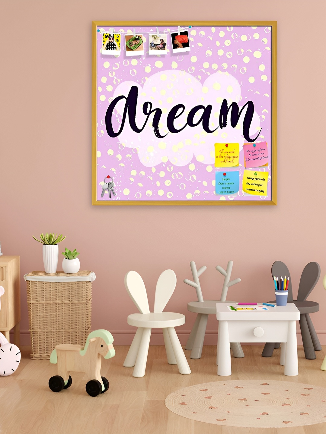

ArtzFolio Black Dream Printed Wooden Bulletin Board With Sticky, Yellow