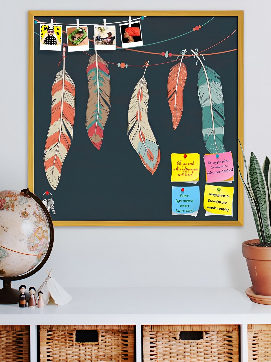 

ArtzFolio Wooden Bulletin Board with Sticky Notes Push Pins & Wall Nails, Gold