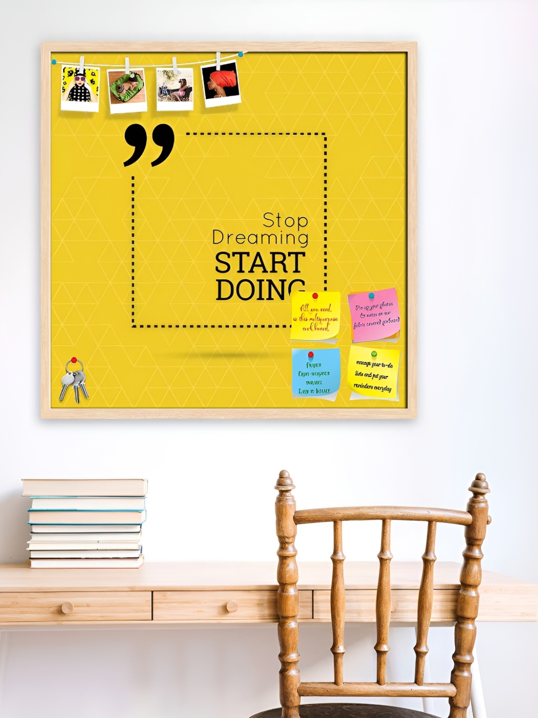 

ArtzFolio Camel Brown & Yellow Printed Wooden Bulletin Board Wall Decor