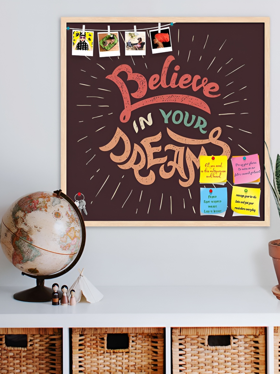 

ArtzFolio Black & Peach Colour Typography Printed Wooden Bulletin Board With Sticky Notes