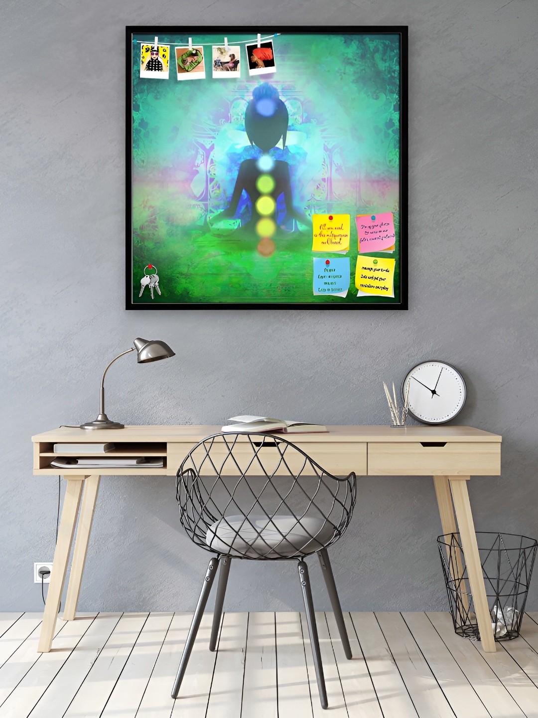 ArtzFolio Black & Green Printed Wooden Bulletin Board Wall Decor