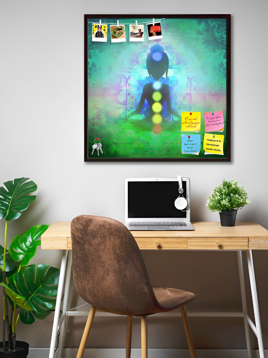

ArtzFolio Brown & Green Printed Wooden Bulletin Board Wall Decor