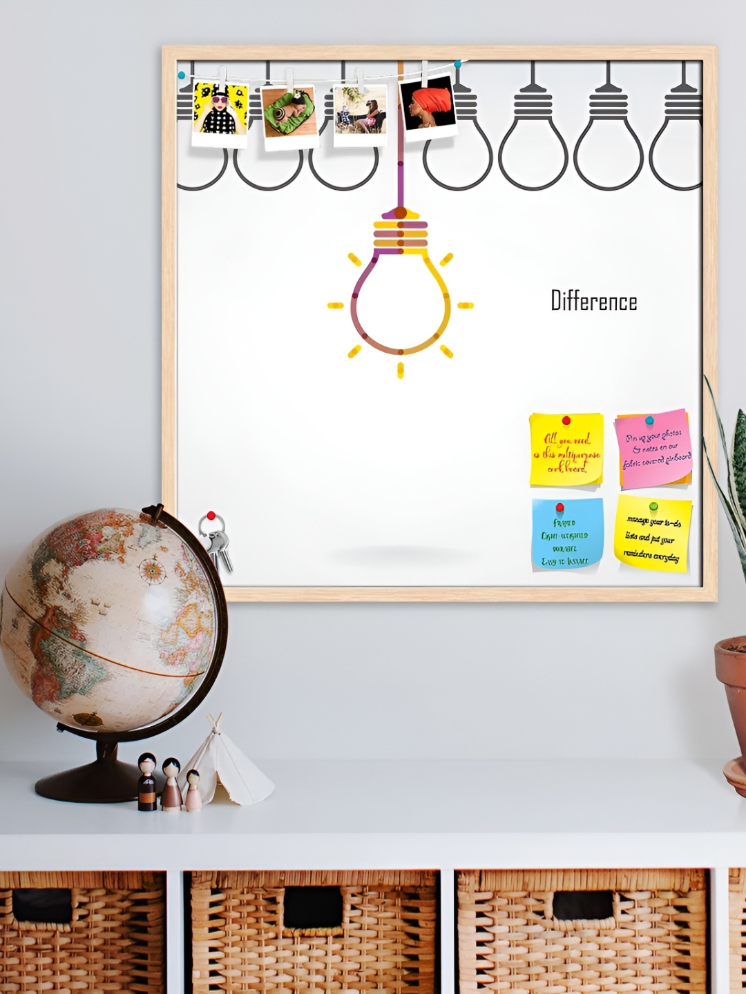 ArtzFolio Camel Brown Printed Wooden Bulletin Board With Sticky Notes