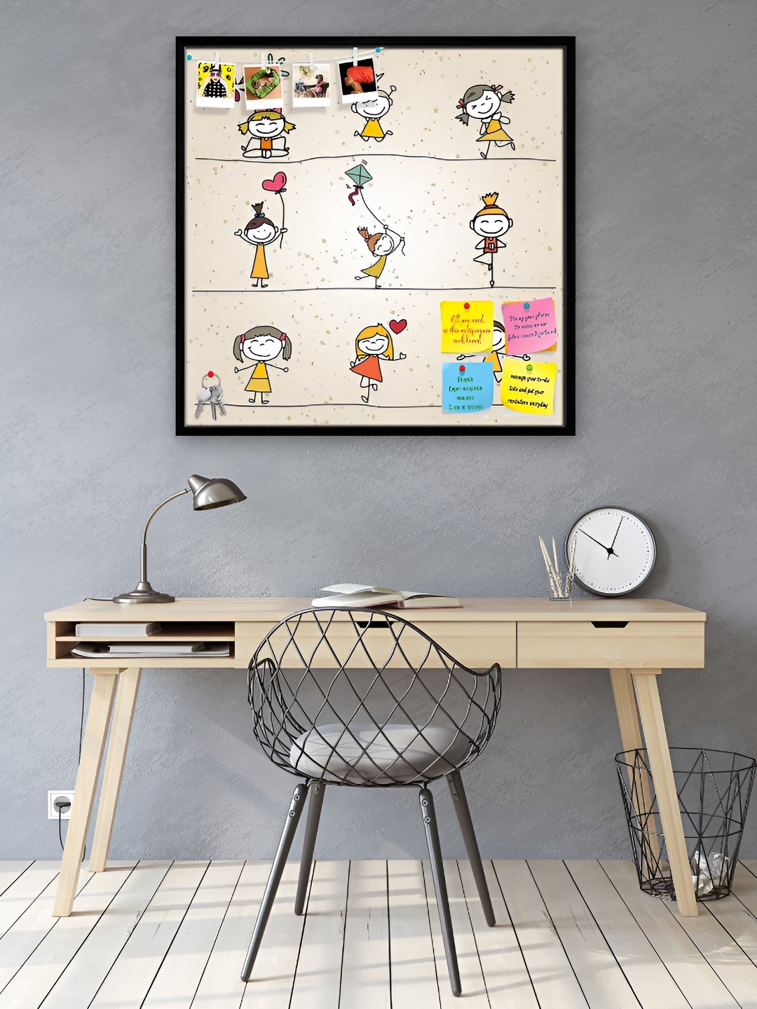 

ArtzFolio Black Printed Wooden Bulletin Board With Sticky Notes