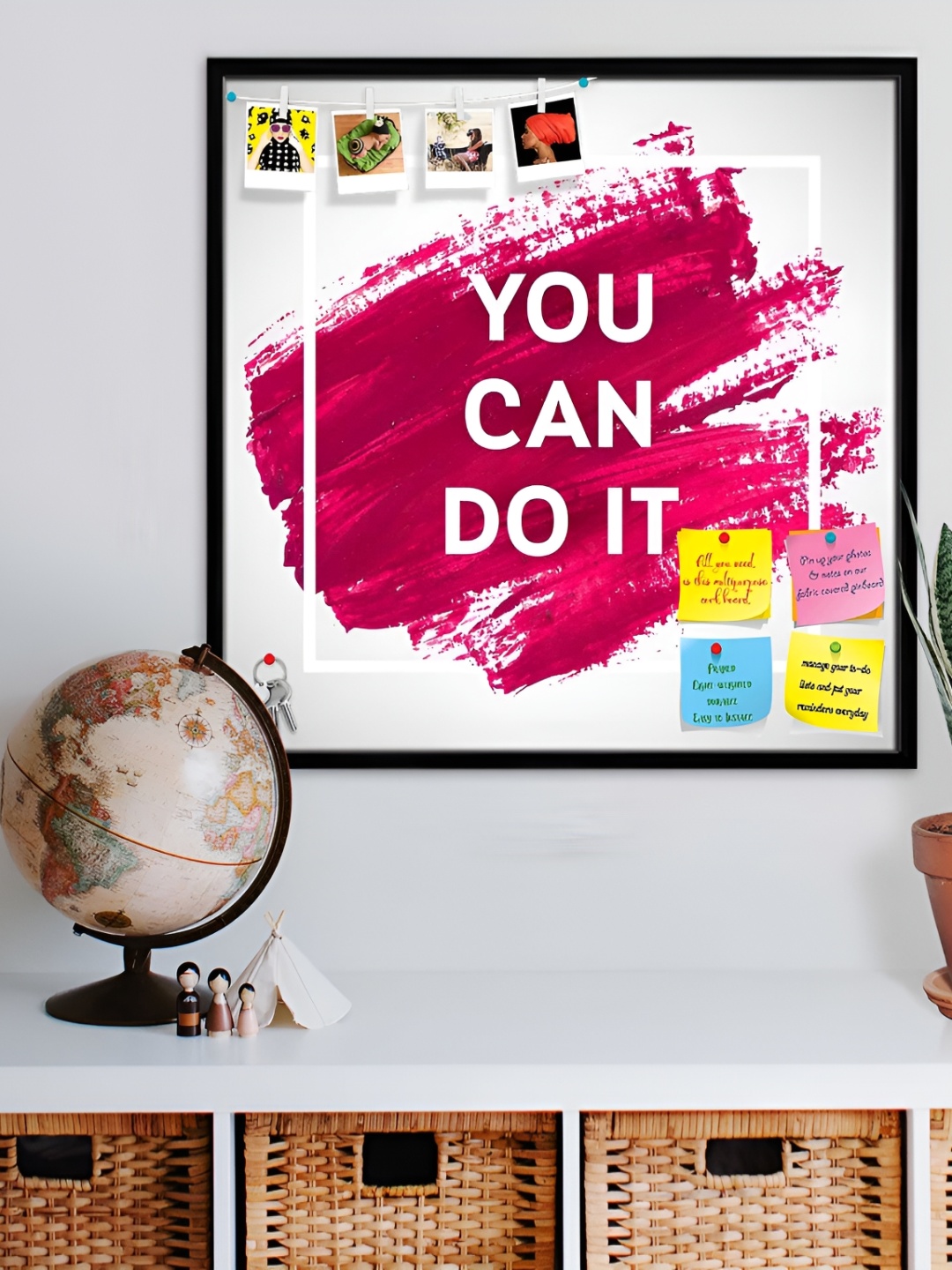 

ArtzFolio White You Can Do It Printed Wooden Bulletin Board With Sticky Notes