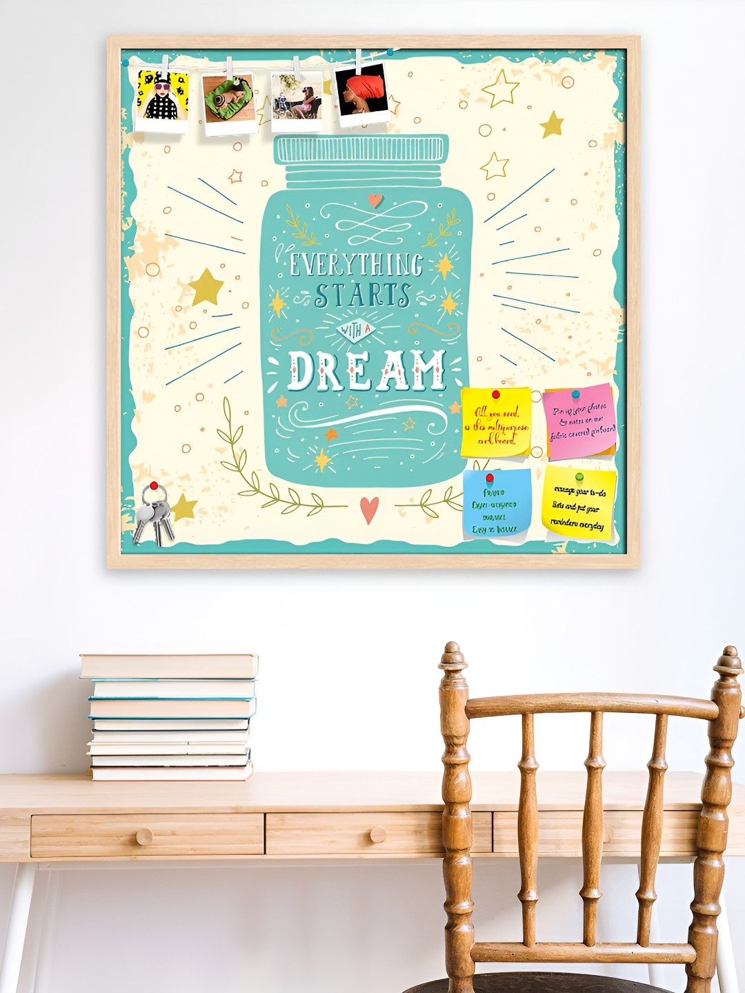 

ArtzFolio Camel Brown Printed Wooden Bulletin Board With Sticky Notes
