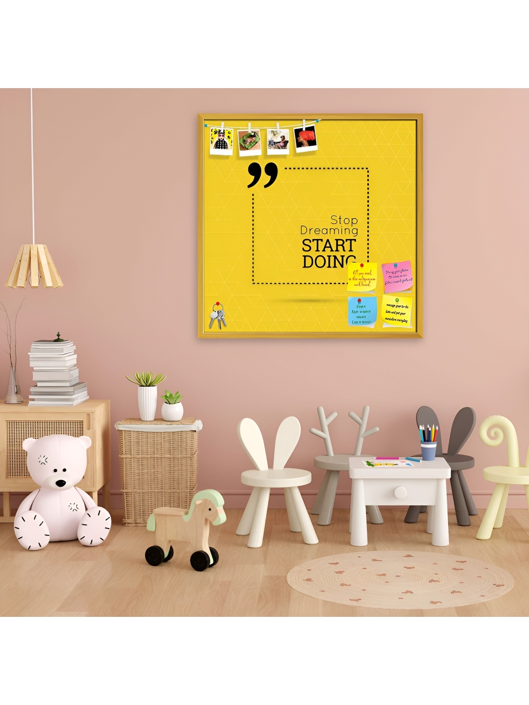 ArtzFolio Yellow Stop Dreaming Start Doing Printed Wooden Wall Hanging Decor