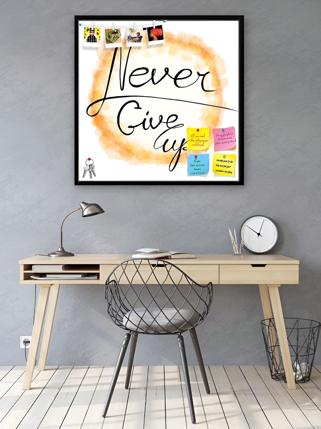 ArtzFolio Black & Orange Typography Printed Wooden Bulletin Board