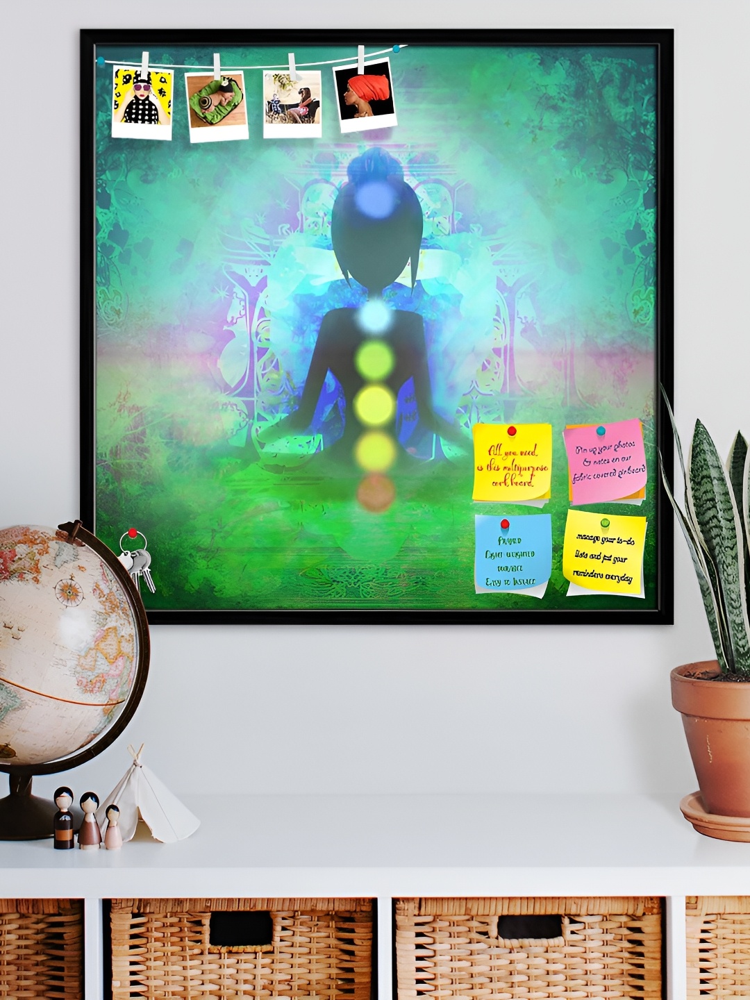 ArtzFolio Black & Green Printed Wooden Bulletin Board Wall Decor