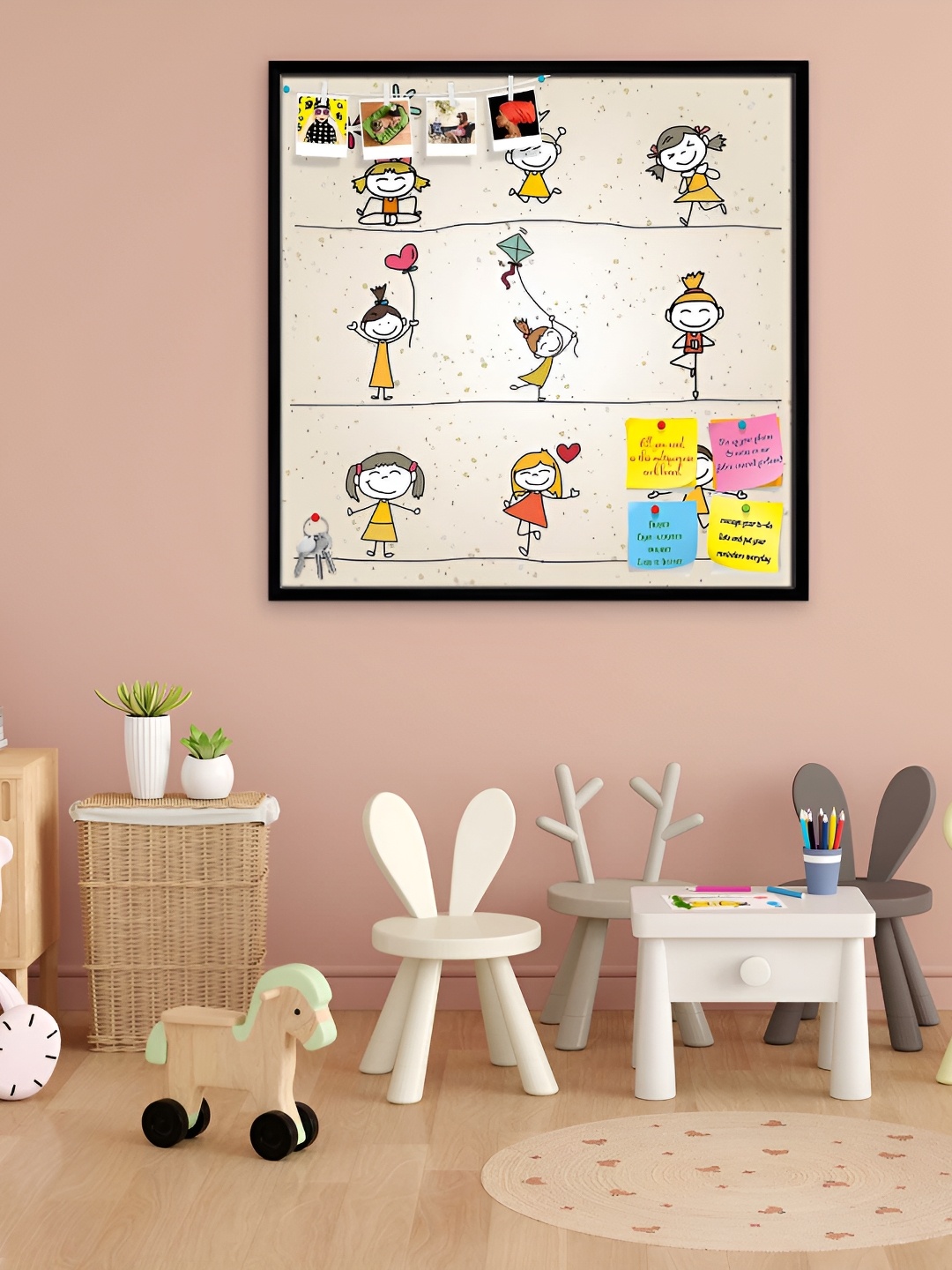 

ArtzFolio Black Printed Wooden Bulletin Board With Sticky Notes Wall Hanging Decor