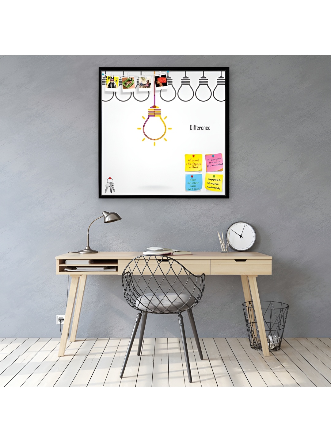 ArtzFolio White Printed Wooden Bulletin Board With Sticky Note Wall Hanging Decor