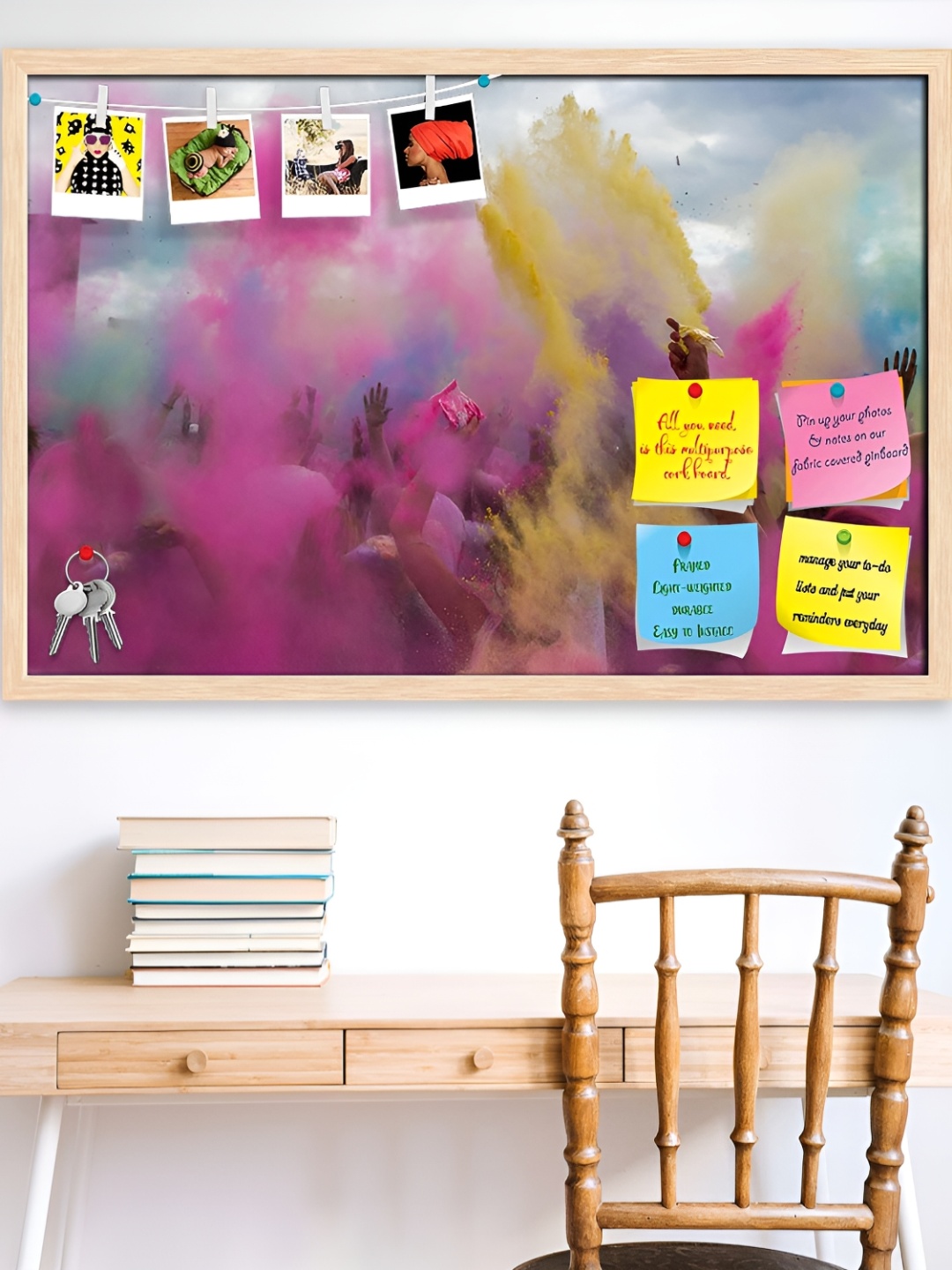 

ArtzFolio Camel Brown Holi Festival Wooden Bulletin Board With Sticky Notes