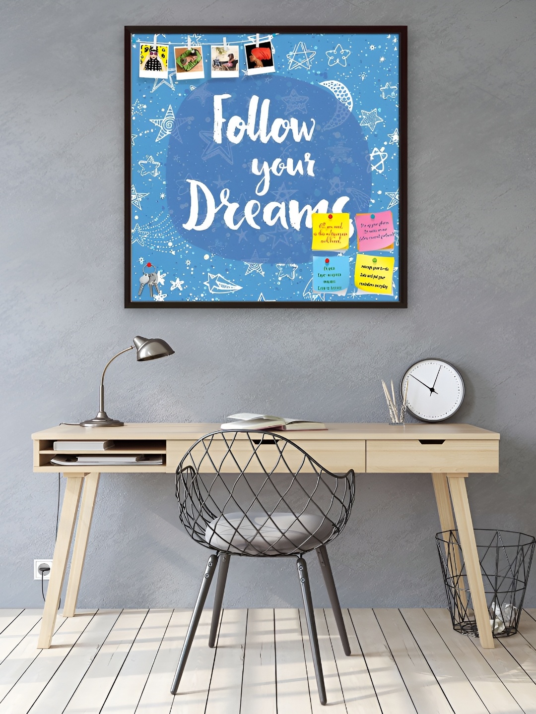 

ArtzFolio Black & Blue Printed Wooden Bulletin Board With Sticky Notes Wall Hanging Decor