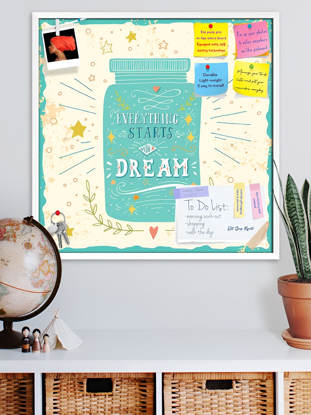 

ArtzFolio White Everything Starts With A Dream Printed Wooden Bulletin Board & Sticky Note