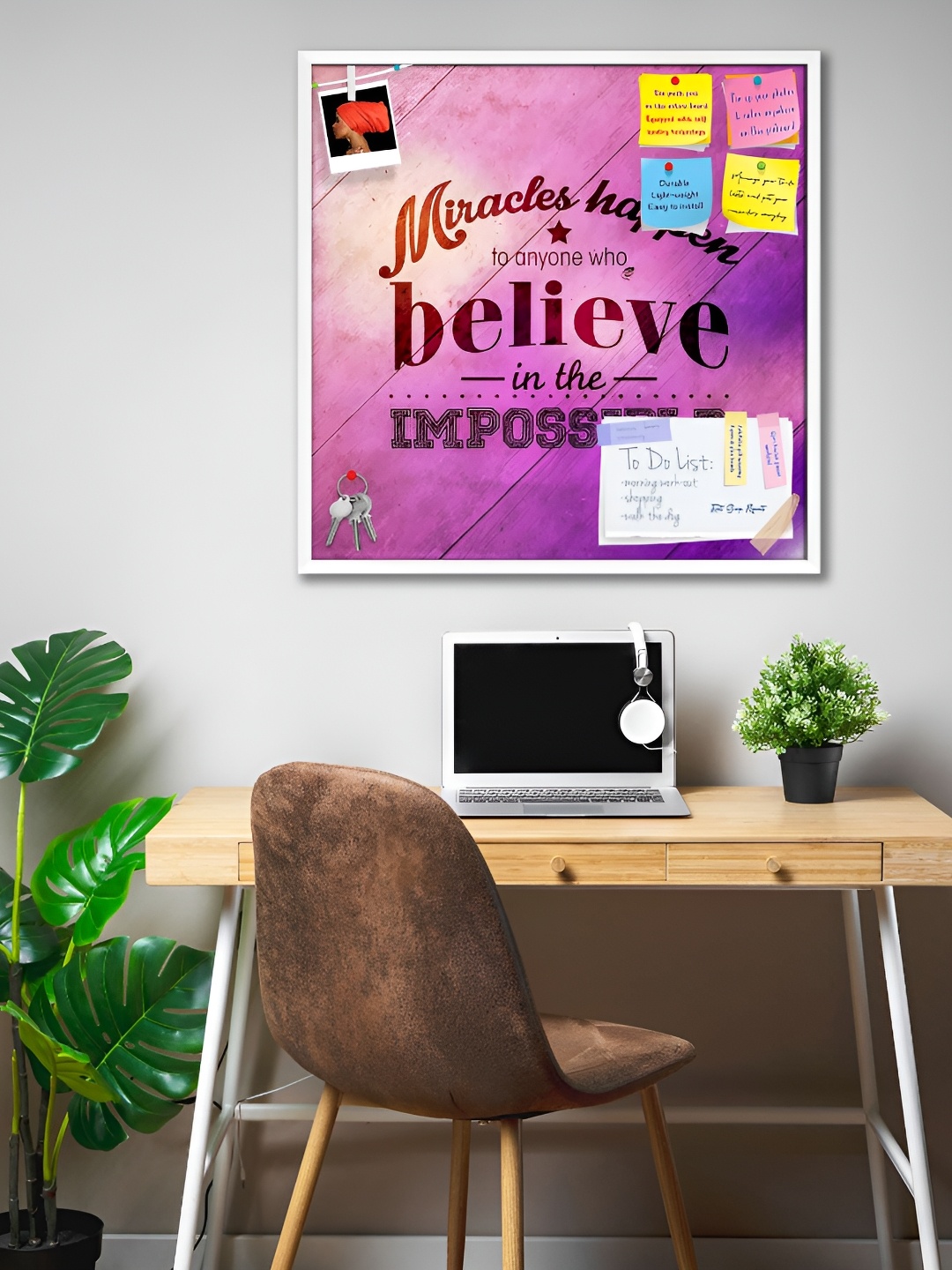 

ArtzFolio White Typographic Art D3 Printed Wooden Bulletin Board With Sticky