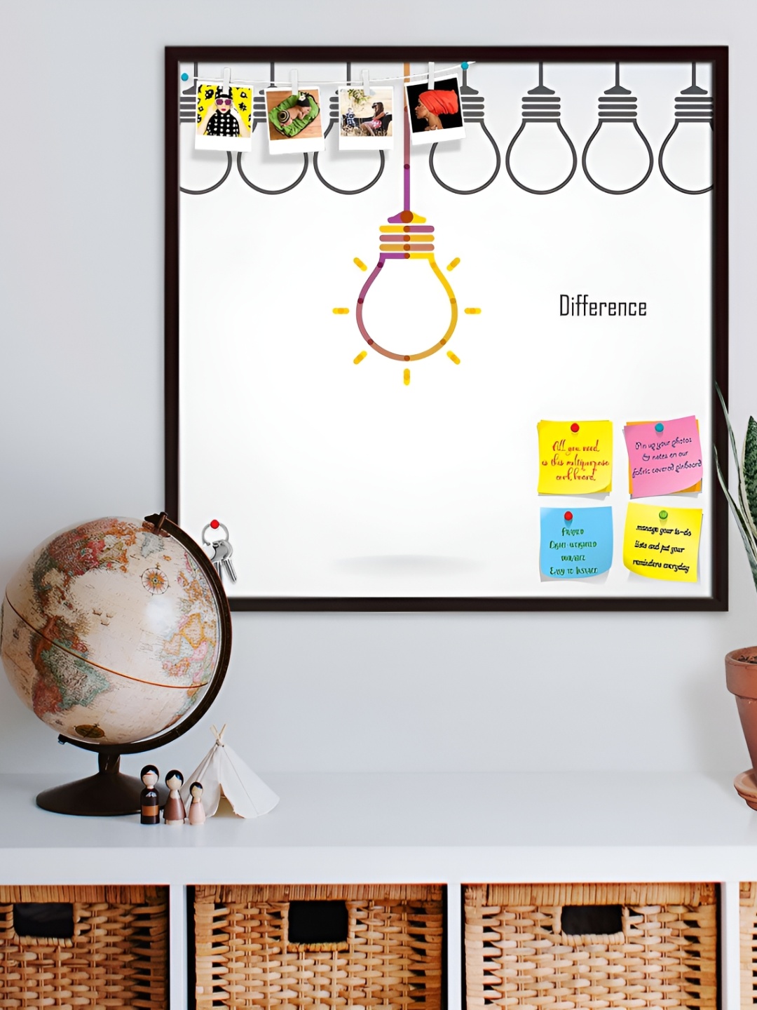 

ArtzFolio Brown & White Printed Wooden Bulletin Board & Sticky Notes Wall Hangings Decor