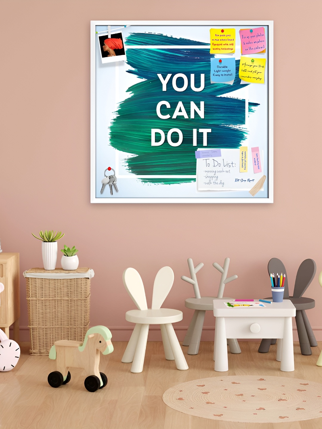 ArtzFolio White You Can Do It Printed Wooden Bulletin Board With Sticky Notes