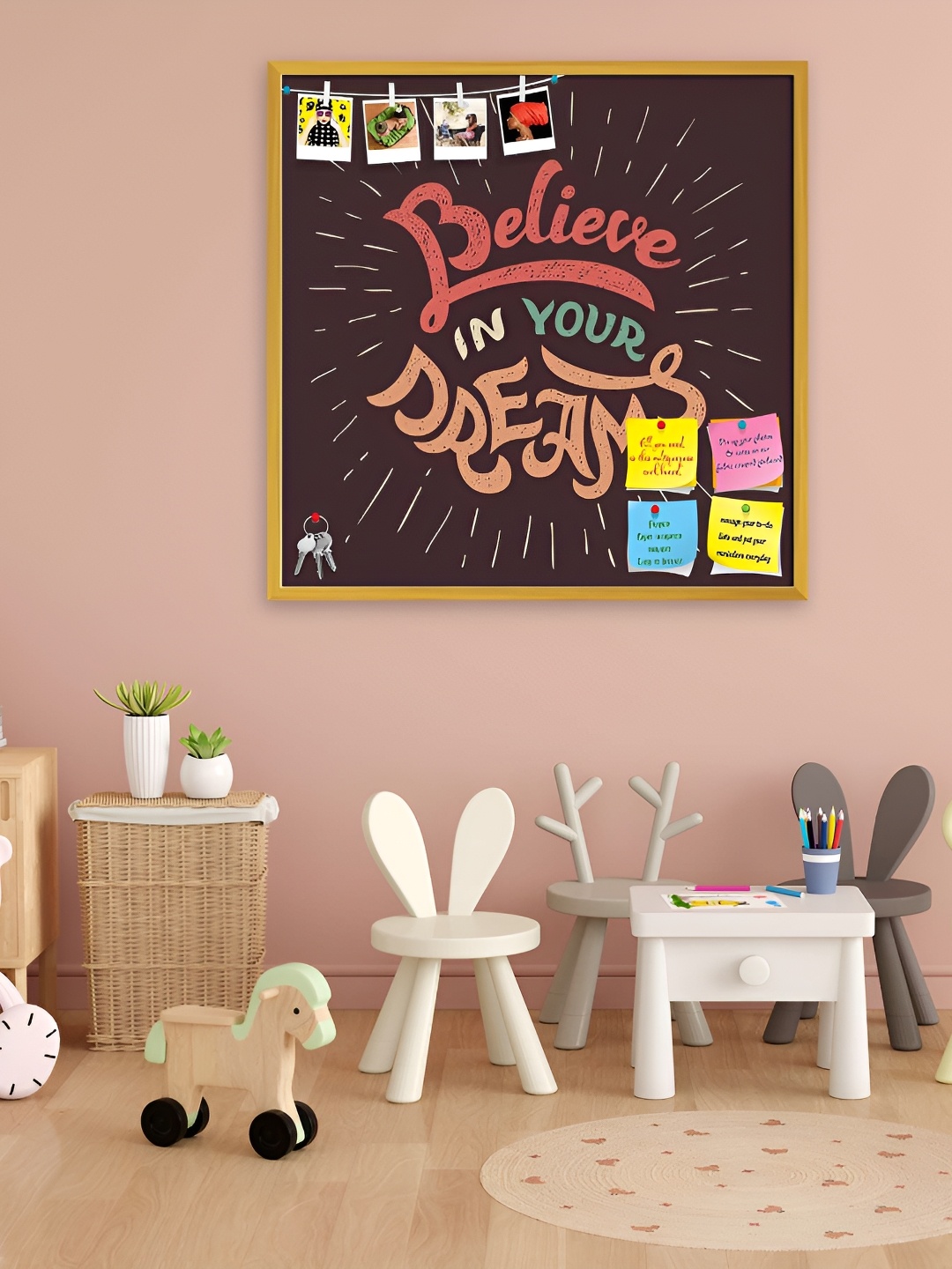 

ArtzFolio Black & Peach Colour Typography Printed Wooden Bulletin Board With Sticky Notes