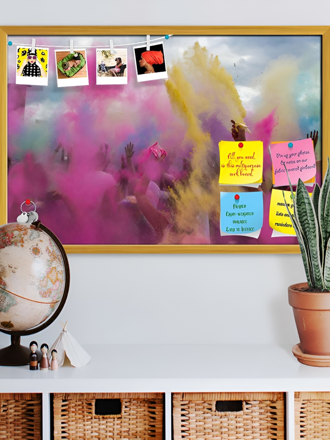 

ArtzFolio Gold Toned & Pink Abstract Printed Wooden Bulletin Board