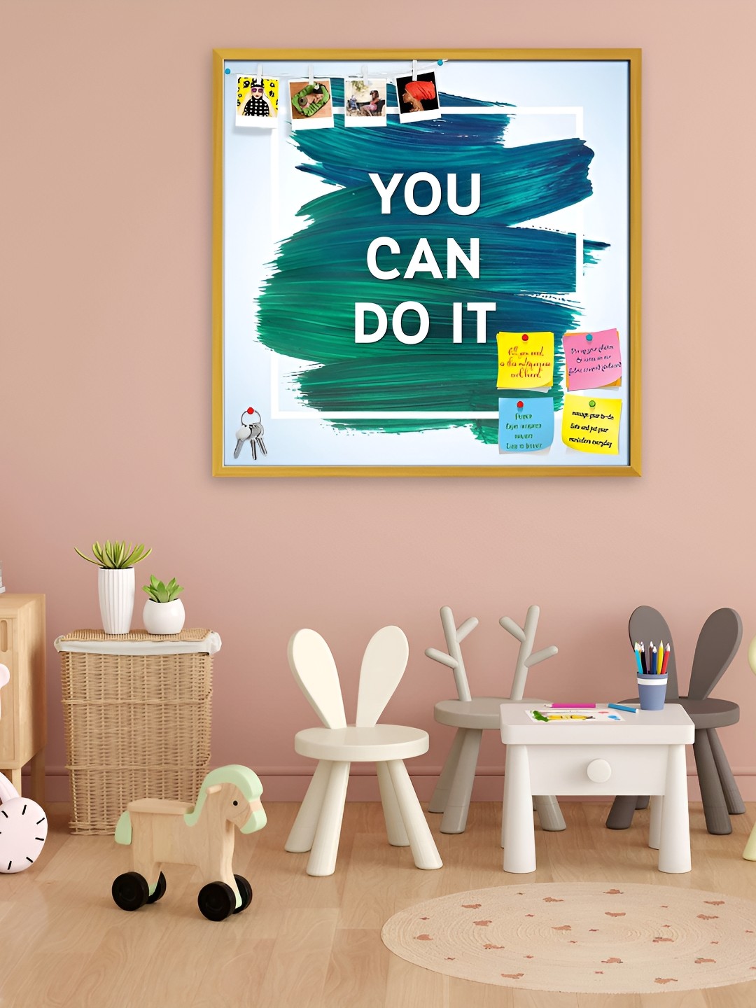 

ArtzFolio Brown You Can Do It Printed Wooden Bulletin Board With Sticky Notes