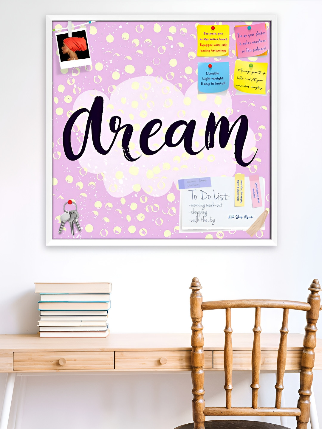 

ArtzFolio Purple & White Dream Printed Wooden Bulletin Board With Sticky Notes