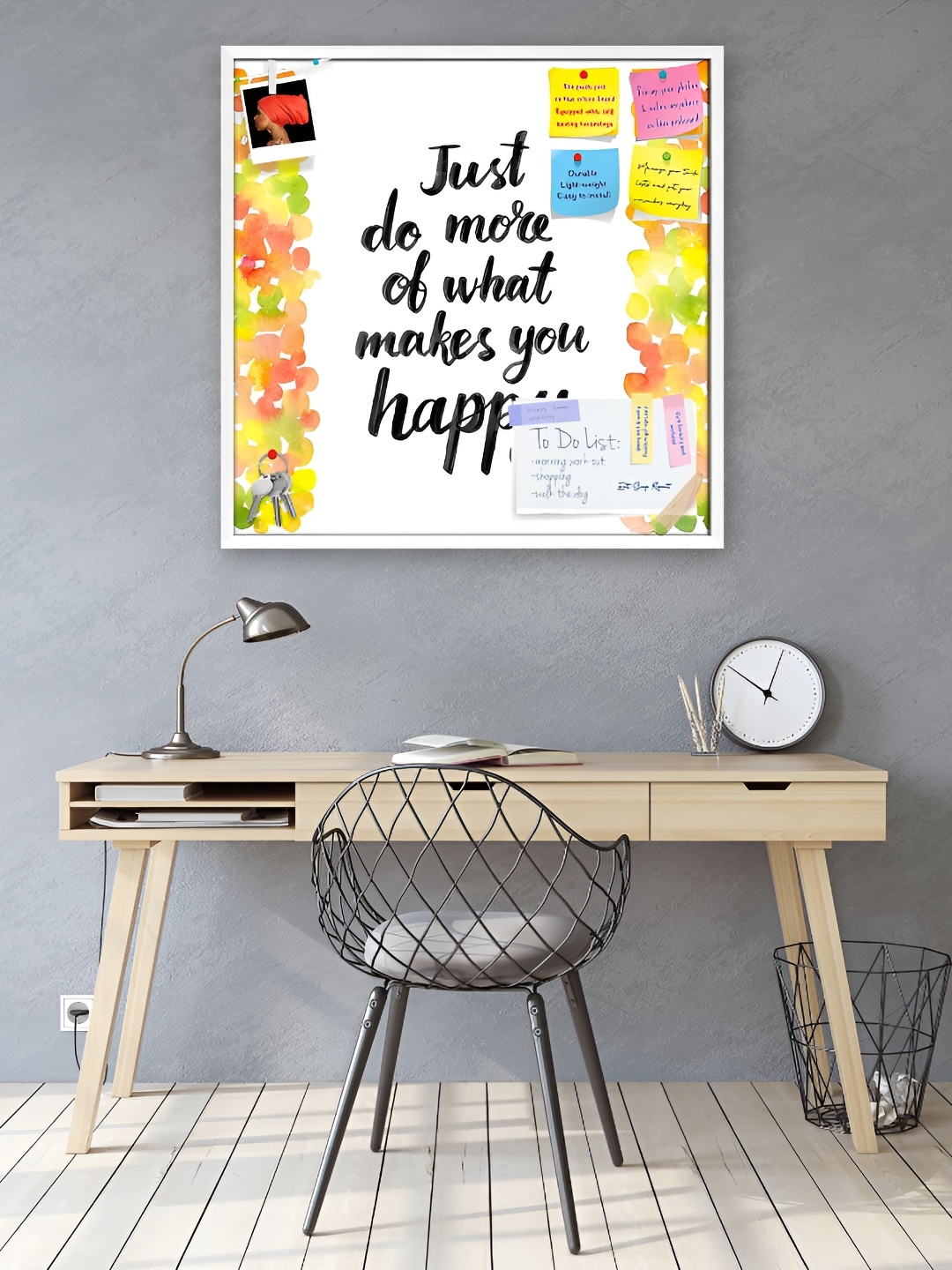 

ArtzFolio White Typography Printed Wood Bulletin Board With Sticky Notes