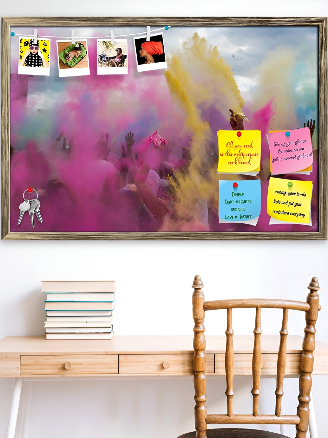 

ArtzFolio Brown Holi Festival India Printed Wooden Bulletin Board With Sticky Notes