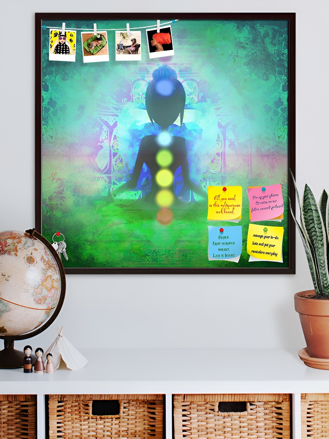 

ArtzFolio Brown Yoga Lotus Pose D9 Printed Wooden Bulletin Board With Sticky