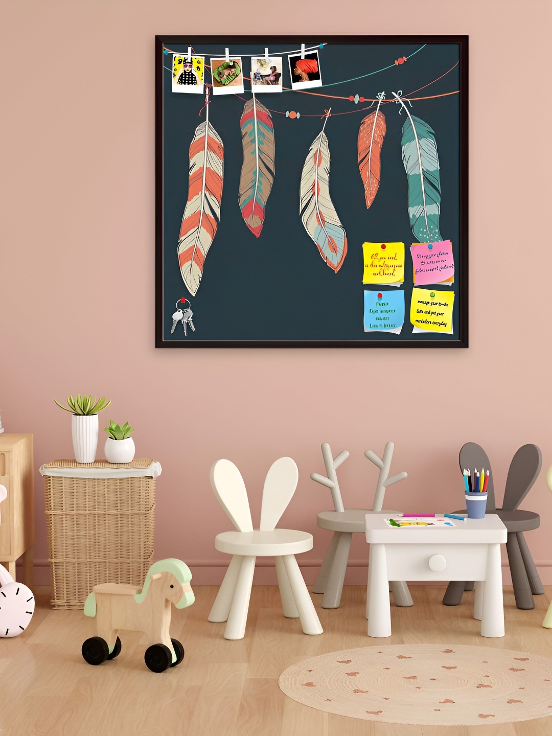 

ArtzFolio Black Printed Wooden Bulletin Board With Sticky Notes Wall Hanging Decor