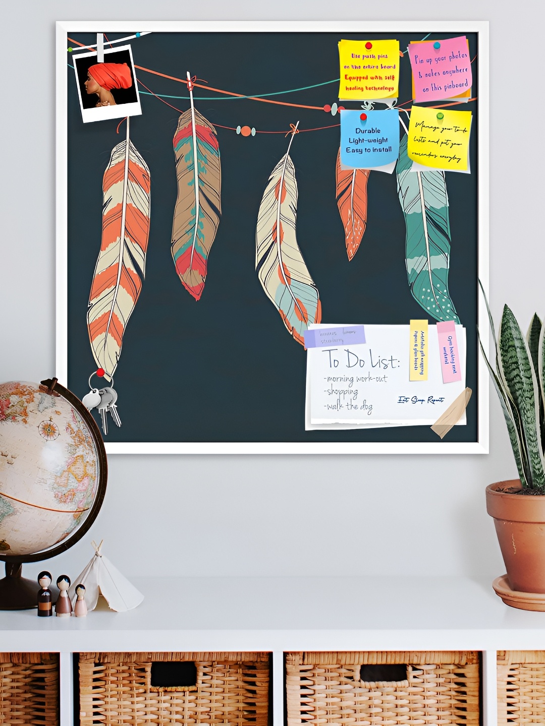 

ArtzFolio White Printed Wooden Bulletin Board With Sticky Notes Wall Hanging Decor