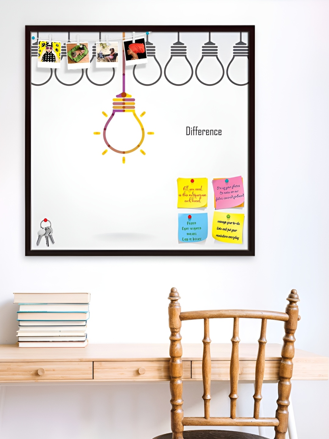 

ArtzFolio White Creative Light Bulb Printed Wooden Bulletin Board With Sticky Notes