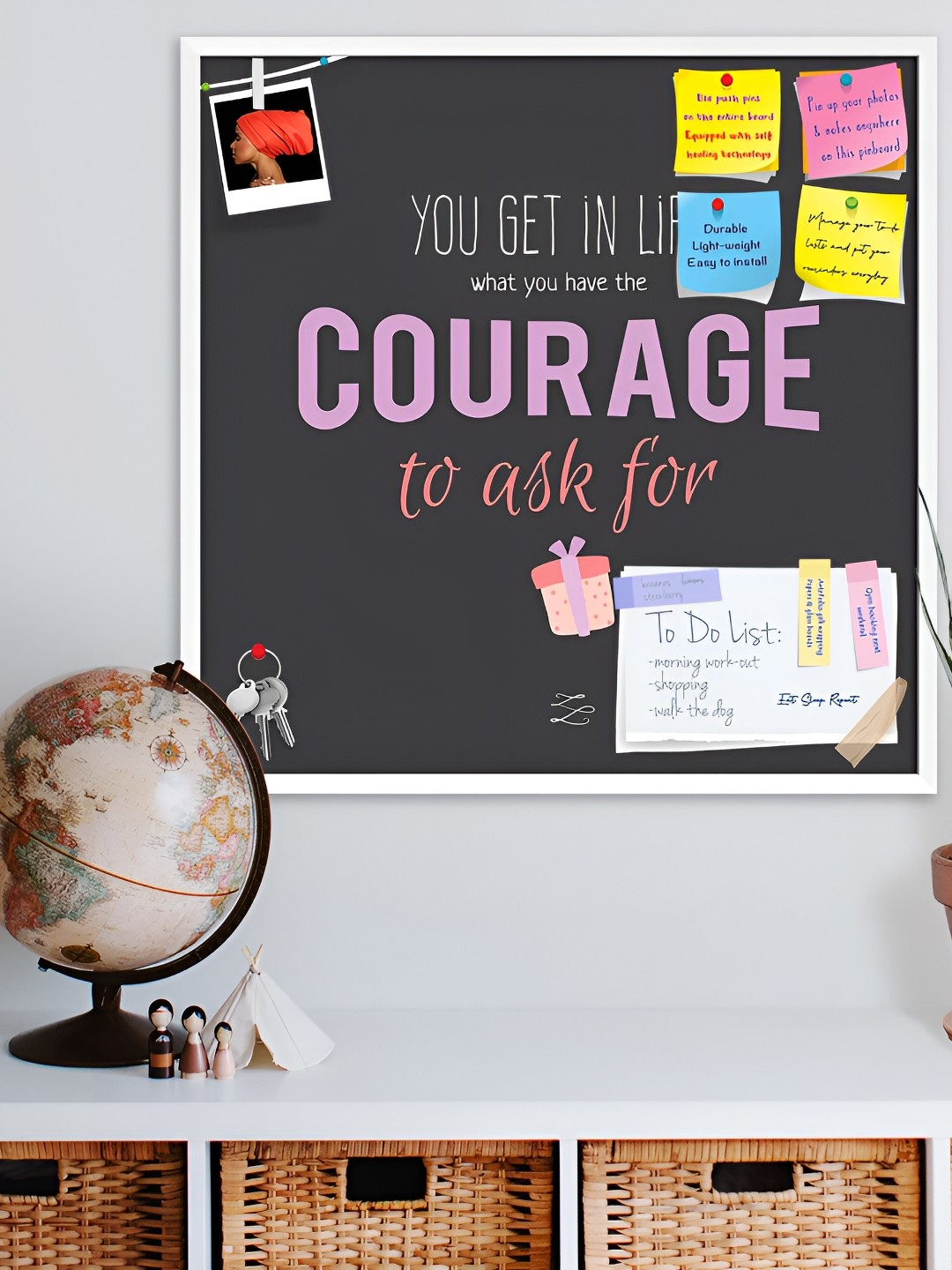 

ArtzFolio White & Black Printed Wooden Bulletin Board & Sticky Notes Wall Hangings Decor