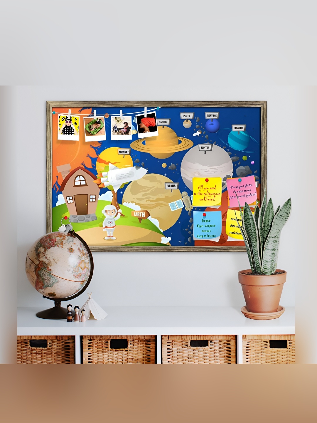 

ArtzFolio Copper-Coloured Printed Wooden Bulletin Board With Sticky Notes