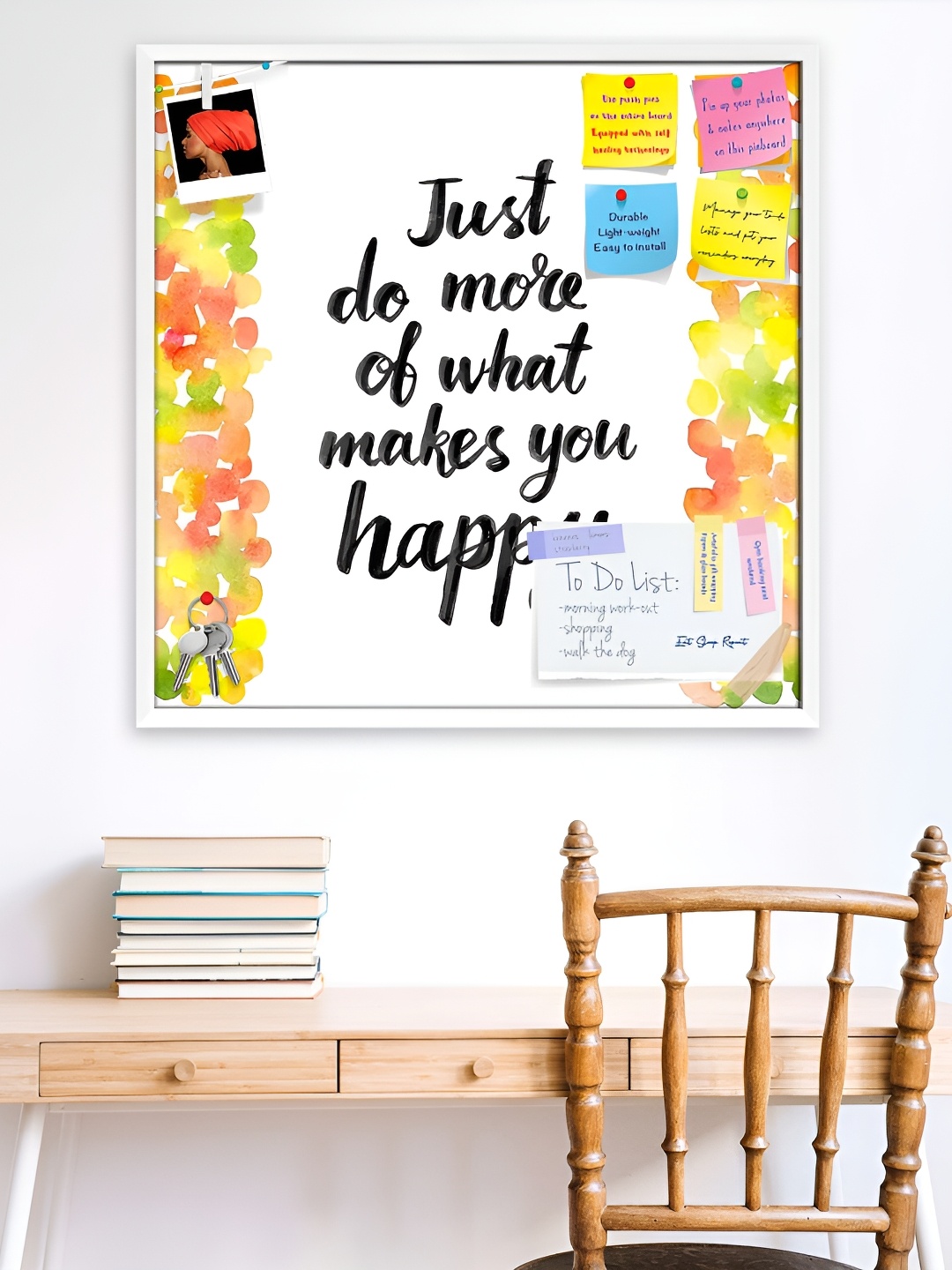 

ArtzFolio White & Yellow Printed Wooden Bulletin Board Wall Decor
