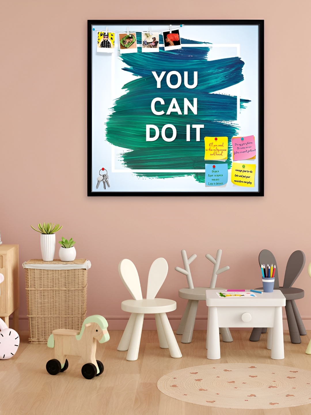 

ArtzFolio Black You Can Do It D2 Printed Wooden Bulletin Board With Sticky Notes