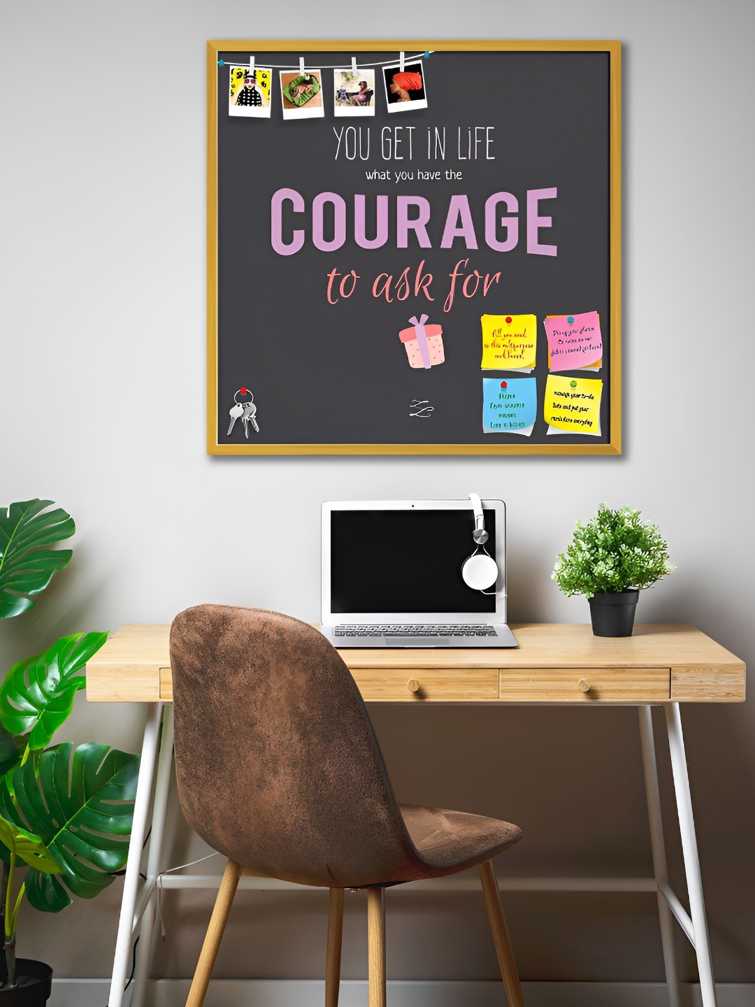

ArtzFolio Black Printed Wood Bulletin Board With Sticky Notes Wall Hanging Decor