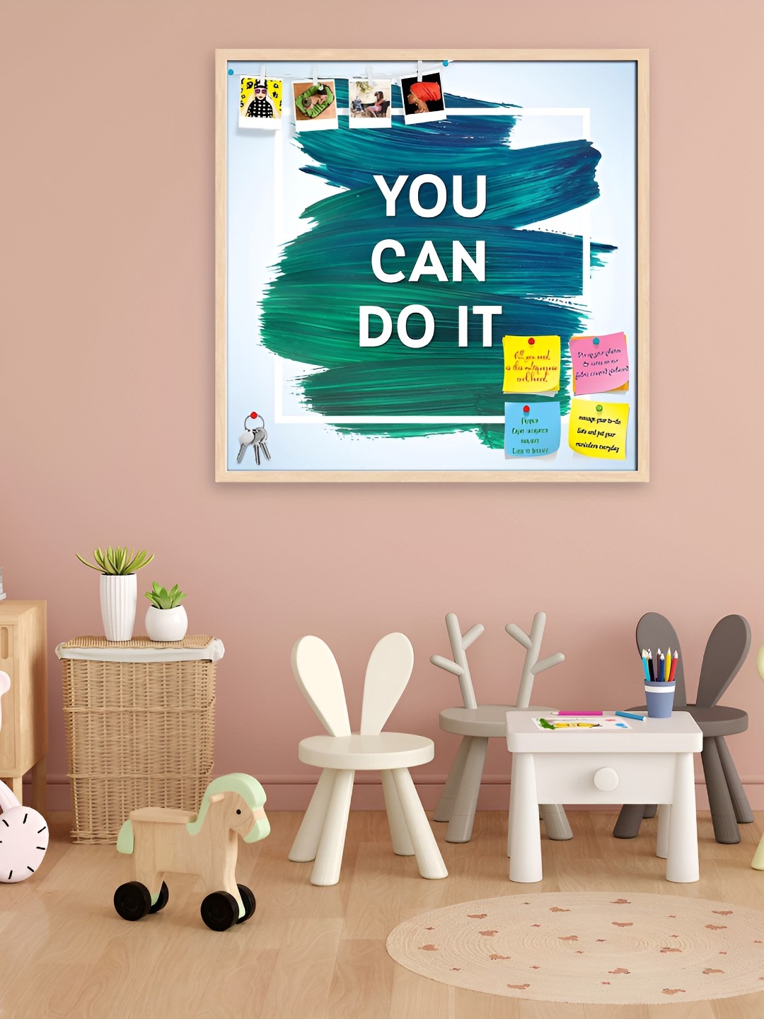 

ArtzFolio Camel Brown & White Typography Printed Wooden Bulletin Board With Sticky Notes